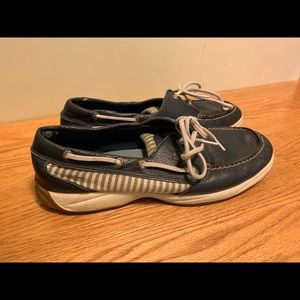 Sperry white and blue striped shoes!